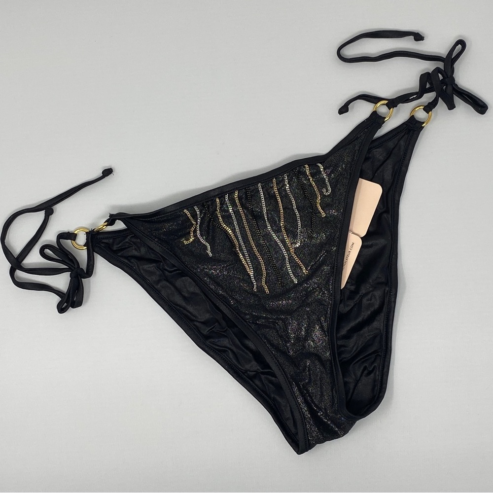 Agent Provocateur Lou Lou Black Shimmer Chain Bikini Brief AP4 Large NWT